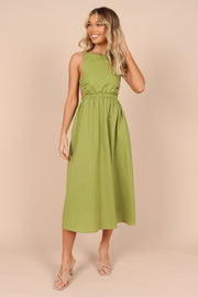 DRESSES @Aubrey Cutout Midi Dress - Green (waiting on bulk)