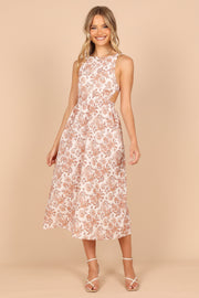 DRESSES Aubrey Cutout Midi Dress - Tan Floral