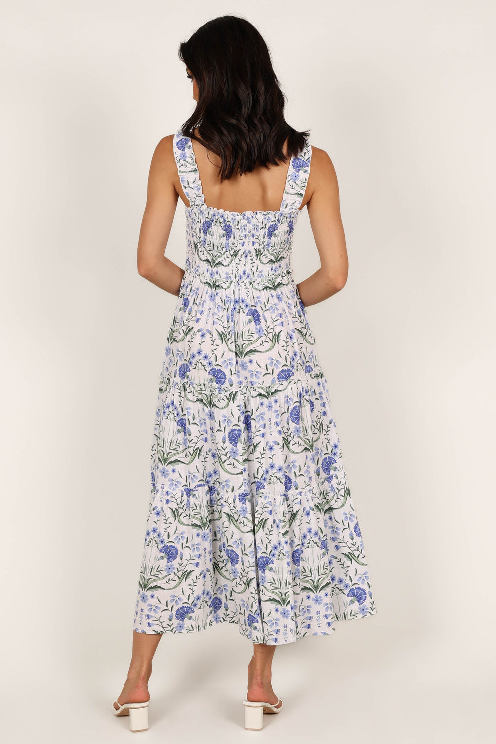 DRESSES @August Shirred Maxi Dress - Blue Floral