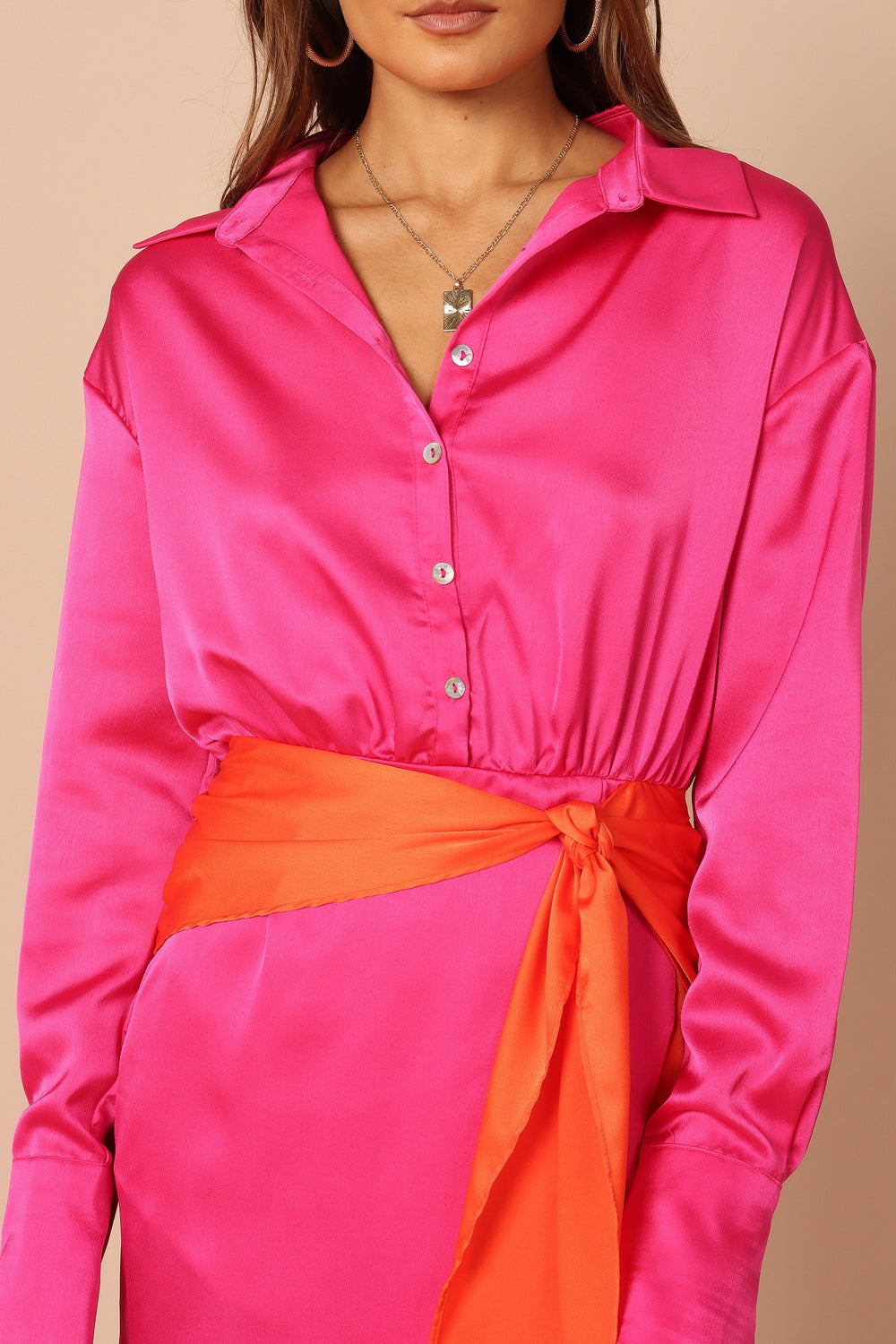 DRESSES @Austin Colourblock Wrap Dress - Pink/Orange