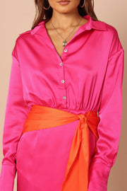 DRESSES @Austin Colourblock Wrap Dress - Pink/Orange