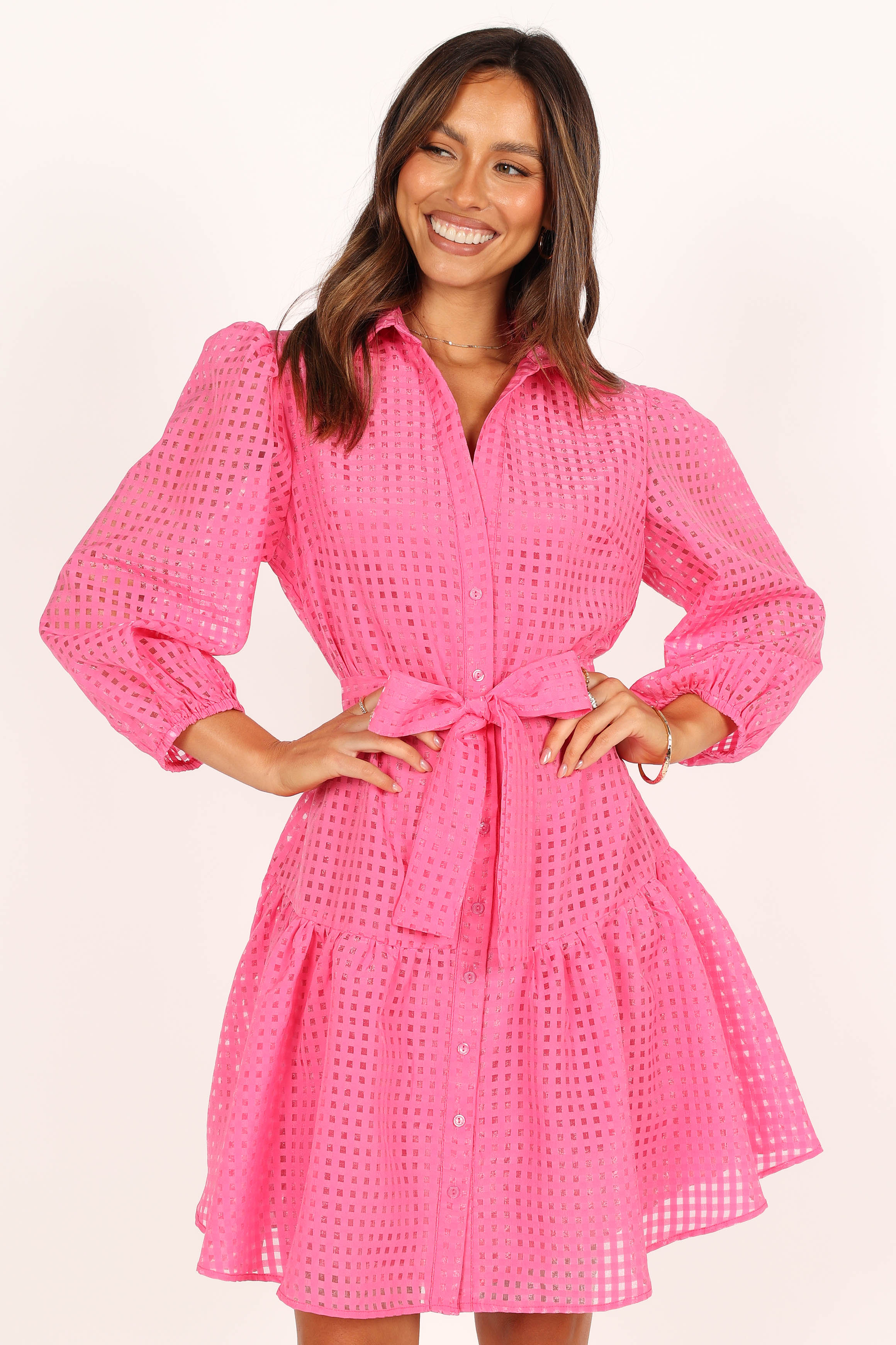 Belinda Long Sleeve Mini Dress - Pink