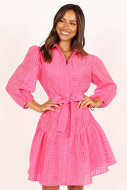 DRESSES @Belinda Long Sleeve Mini Dress - Pink