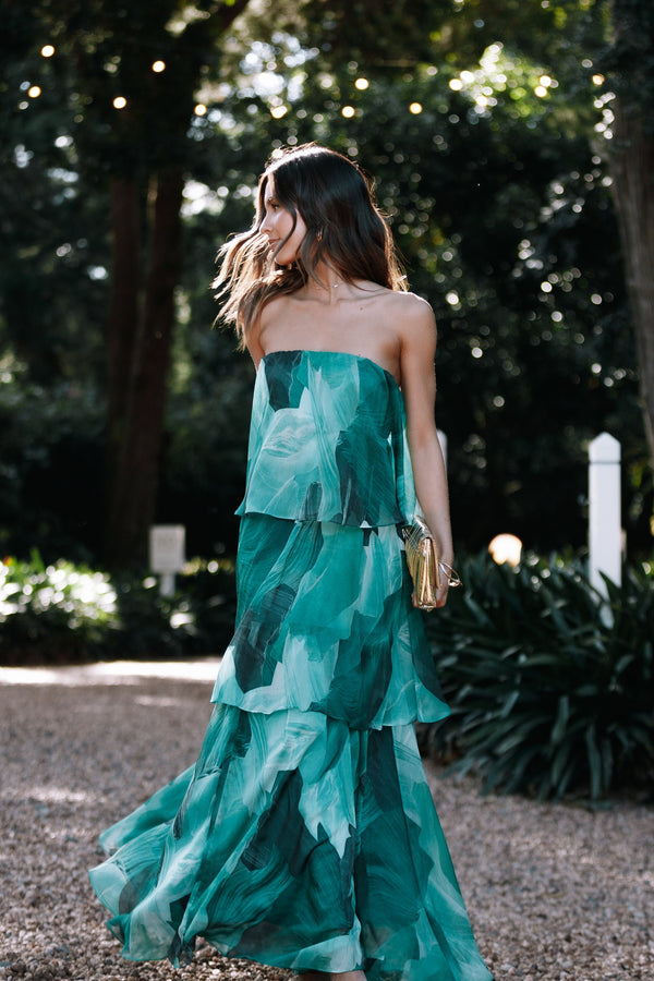 DRESSES Bloom Strapless Maxi Dress - Green Floral