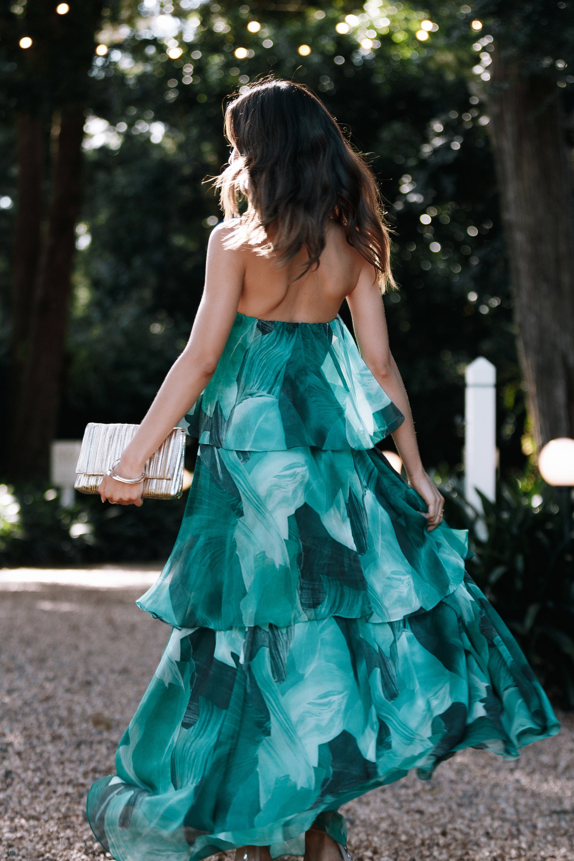 Green strapless fashion maxi dress