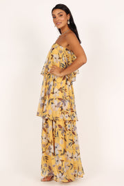 Bloom Strapless Maxi Dress - Yellow Floral - Petal & Pup