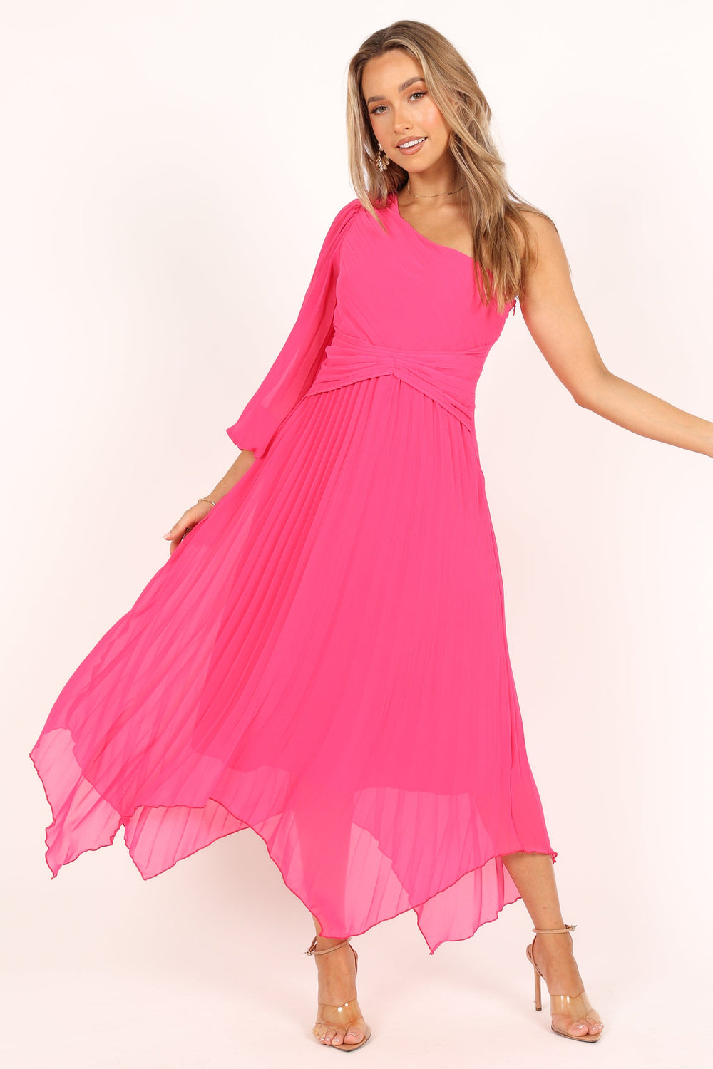 DRESSES @Bonnie One Shoulder Midi Dress - Pink