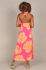 DRESSES @Cabella Halter Maxi Dress - Pink/Yellow