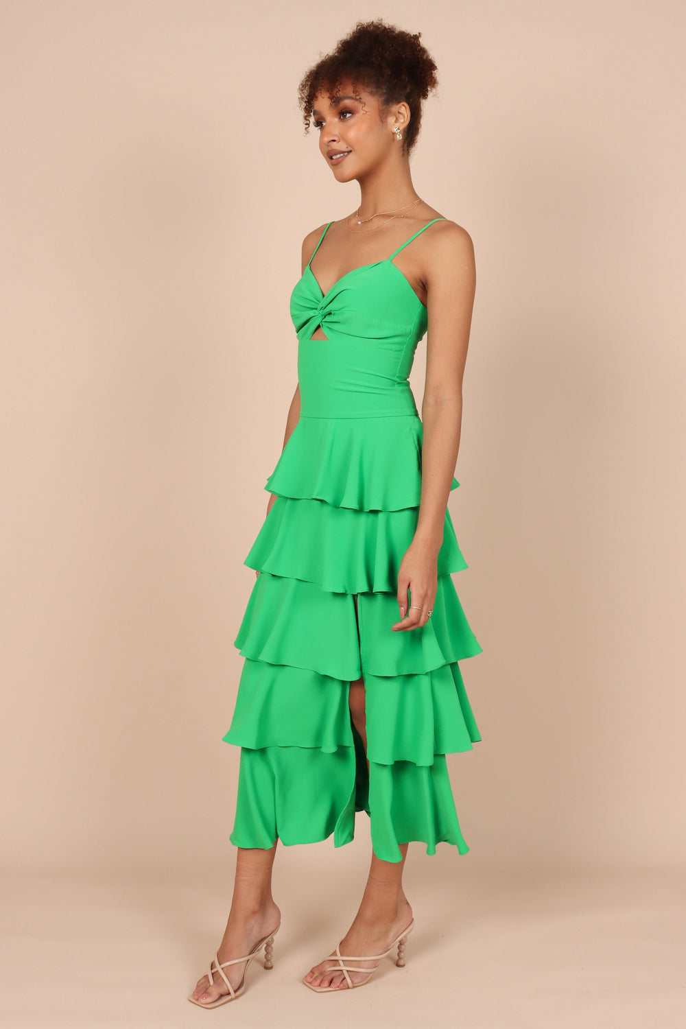 DRESSES @Cabila Tiered Maxi Dress - Green