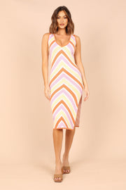 DRESSES Cabo Striped Light Knit Midi Dress - Pink Multi