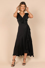 DRESSES @Cally Frill Shoulder Maxi Dress - Black (waiting on bulk)