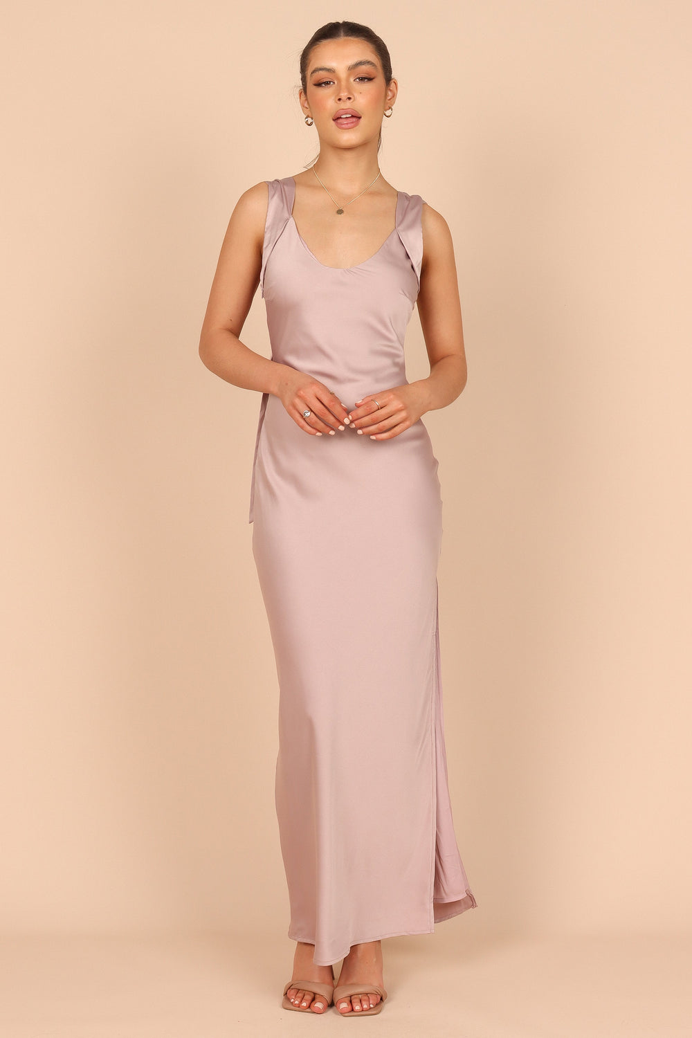 Shop Formal Dress - Carnation Cross Back Maxi Dress - Lilac fifth image