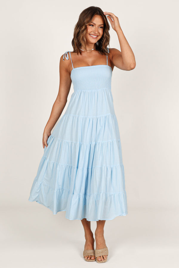 DRESSES @Carrol Shirred Bodice Maxi Dress - Blue (waiting on bulk)