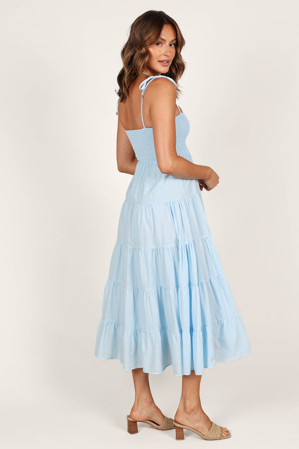 DRESSES @Carrol Shirred Bodice Maxi Dress - Blue (waiting on bulk)