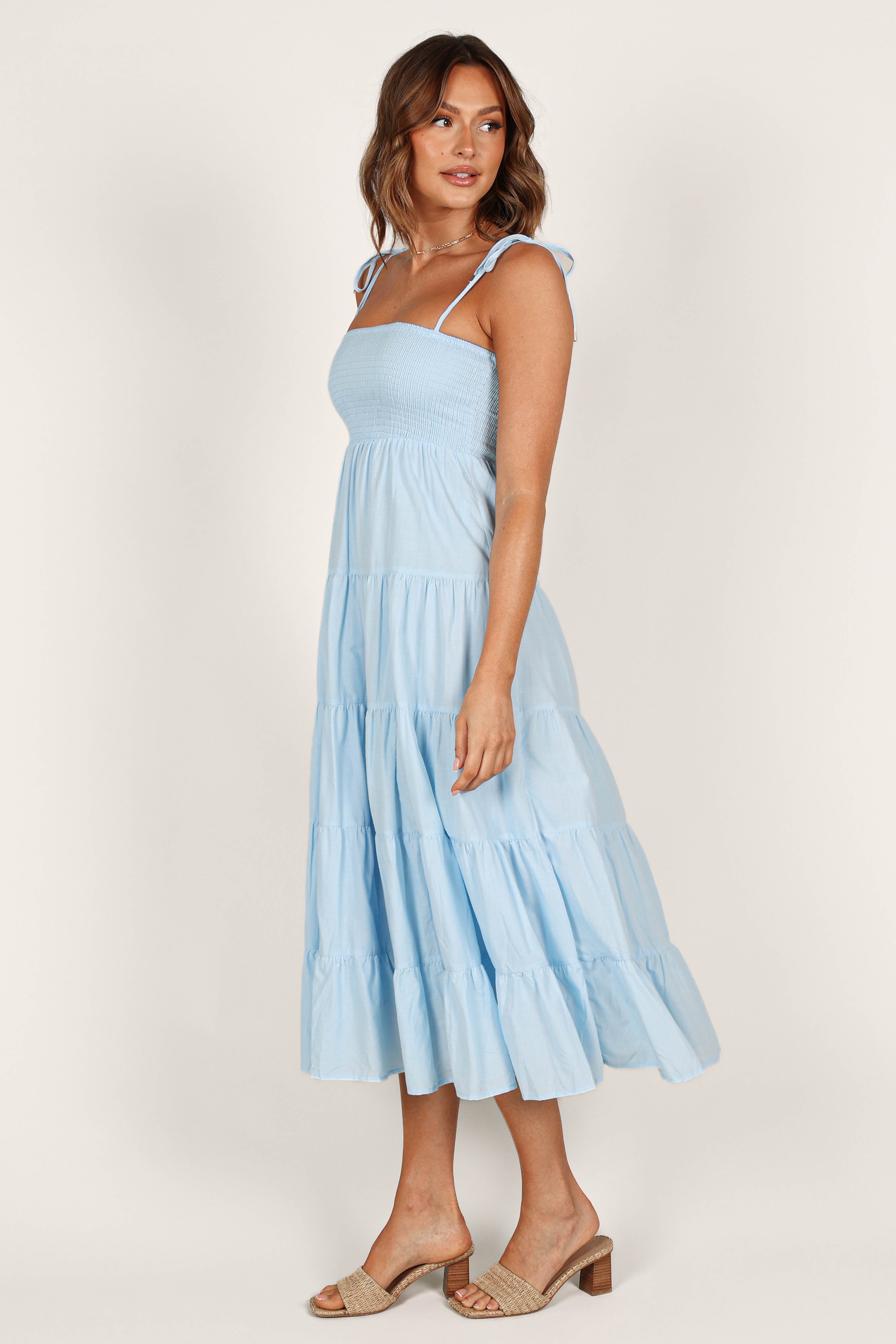 Carrol Shirred Bodice Maxi Dress Blue