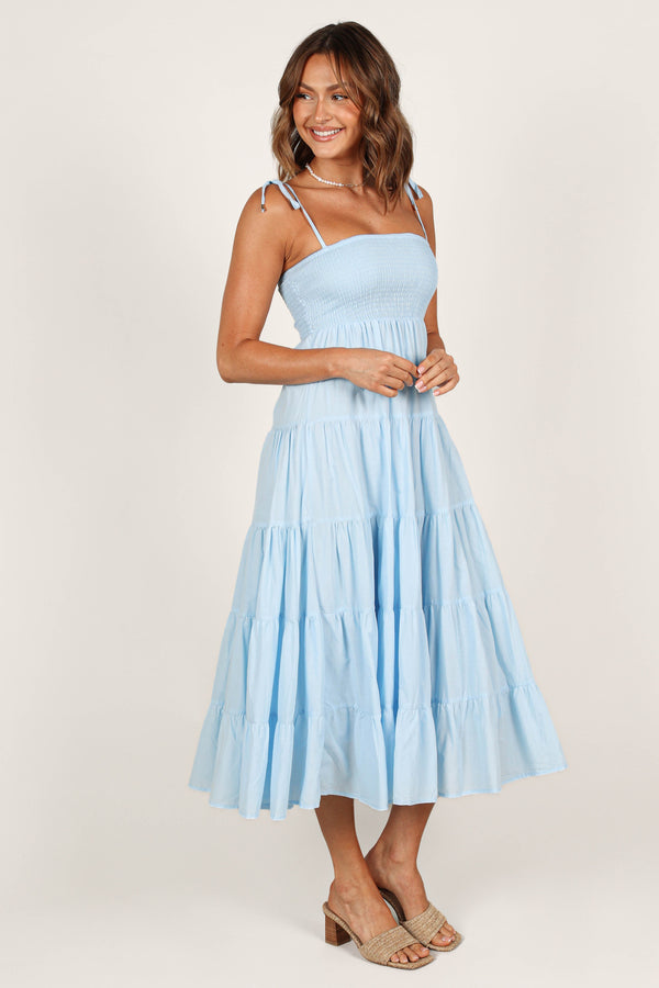 DRESSES @Carrol Shirred Bodice Maxi Dress - Blue (waiting on bulk)