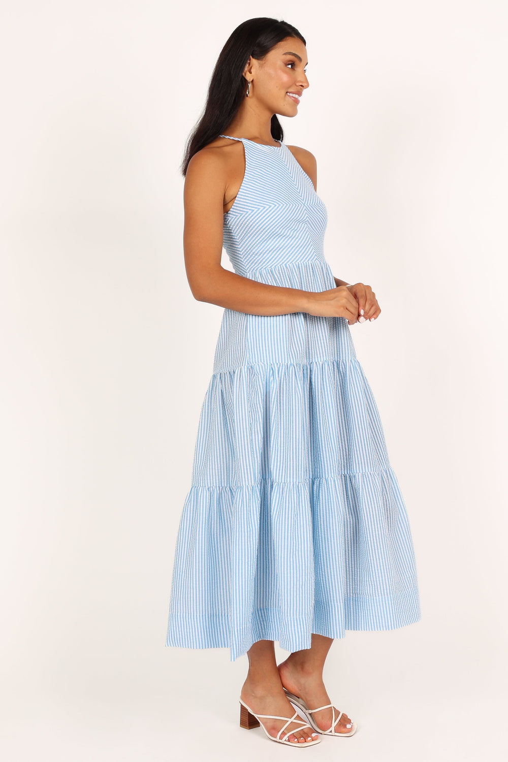 Caspian Tiered Maxi Dress - Blue Stripe - Petal & Pup