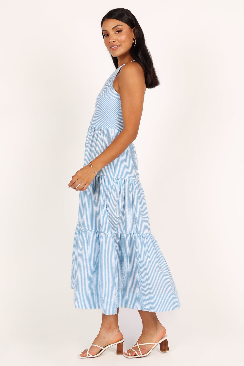 Caspian Tiered Maxi Dress - Blue Stripe - Petal & Pup