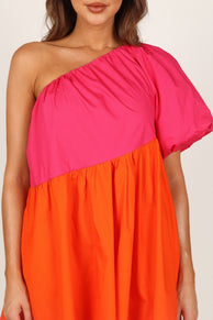DRESSES Cello One Shoulder Mini Dress - Pink/Orange