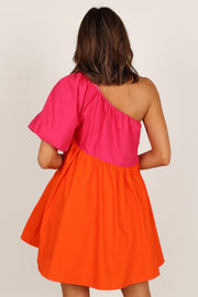 DRESSES Cello One Shoulder Mini Dress - Pink/Orange