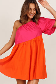 DRESSES Cello One Shoulder Mini Dress - Pink/Orange