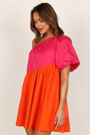 DRESSES Cello One Shoulder Mini Dress - Pink/Orange