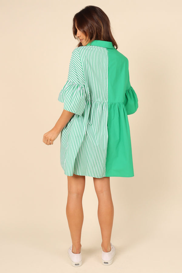 DRESSES Didi Frill Mini Dress - Green Stripe