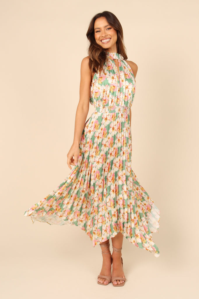 Dominique Dress Sage Floral Petal & Pup