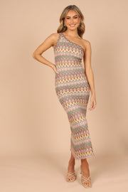 DRESSES @Esmere One Shoulder Maxi Dress - Sage Print
