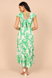 DRESSES @Ferguson Frilled Midi Dress - Green Floral (waiting on bulk)