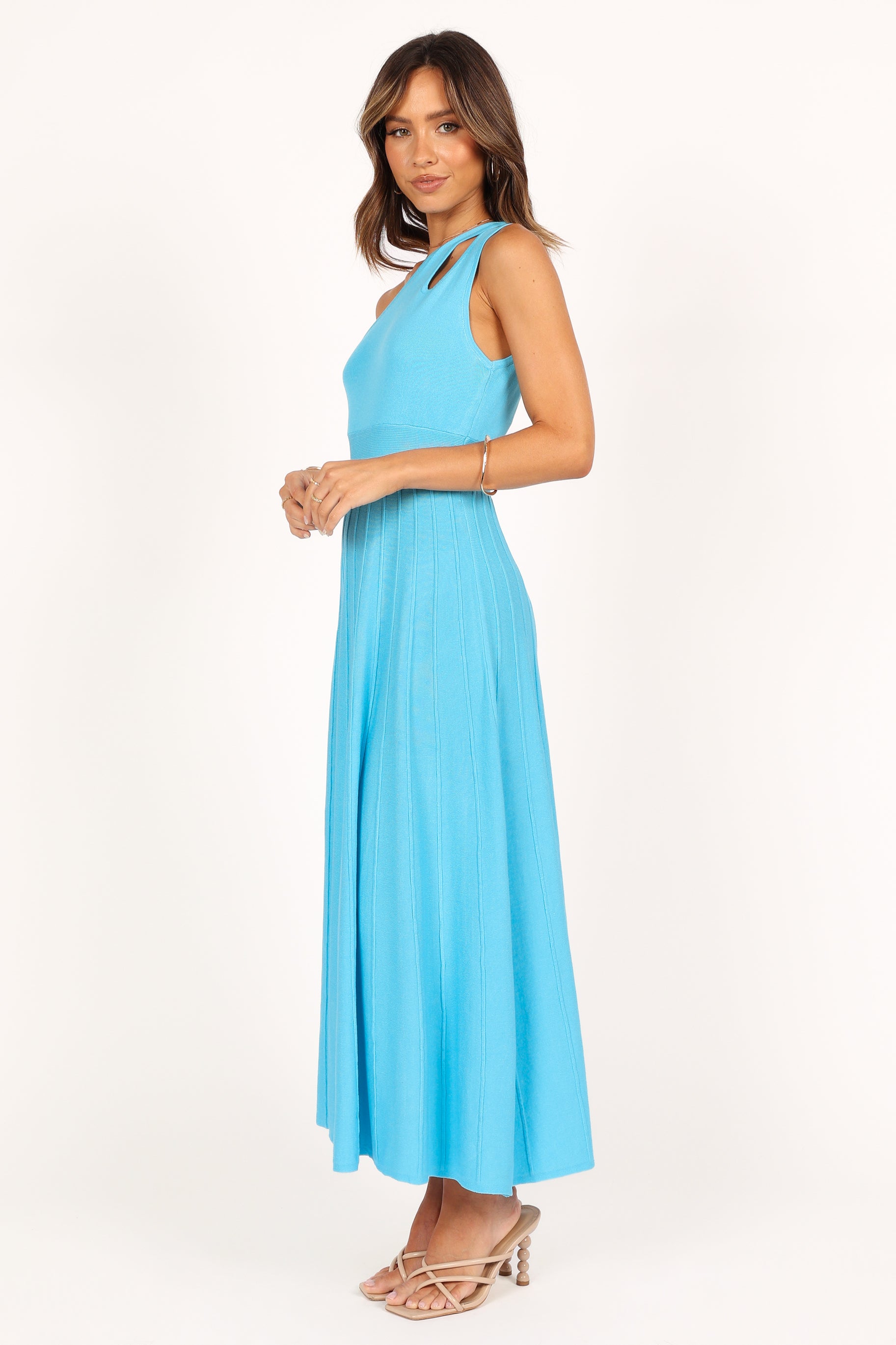 DRESSES @Flynn Midi Knit Dress - Blue