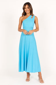 DRESSES @Flynn Midi Knit Dress - Blue