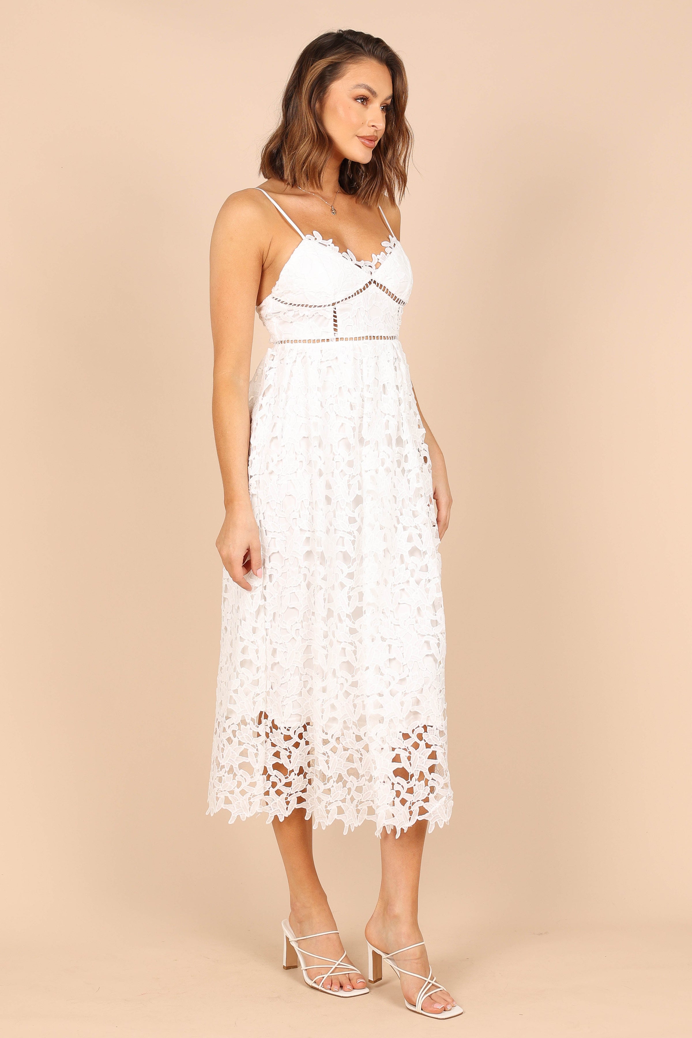 DRESSES @Francheshca Midi Lace Dress - White Lace