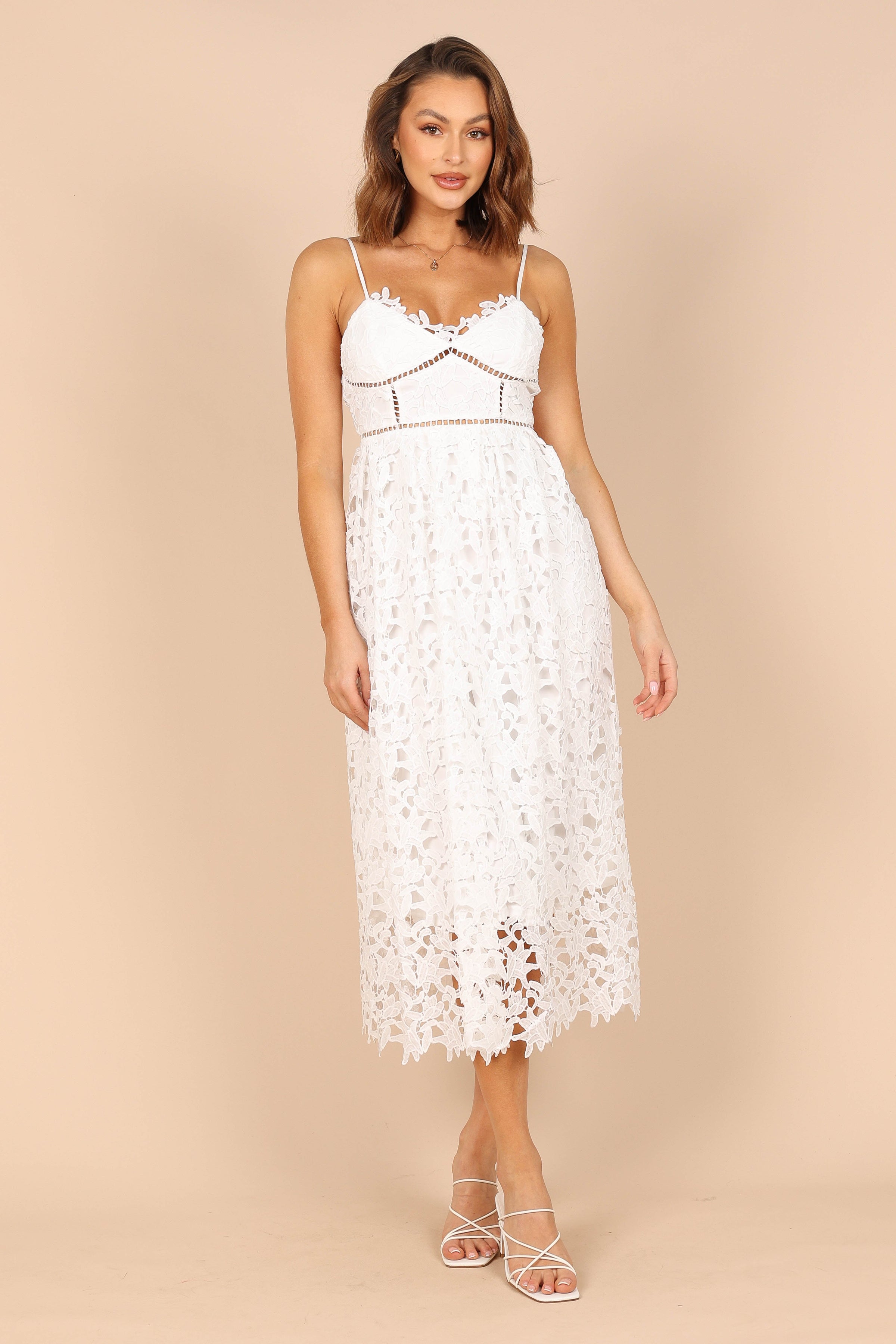 DRESSES @Francheshca Midi Lace Dress - White Lace