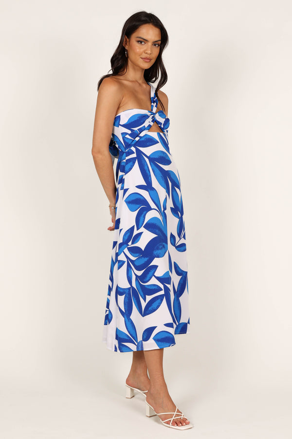 DRESSES @Freddie Midi Dress - White/Blue