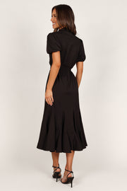 DRESSES Gabrielle Button Down Midi Dress - Black