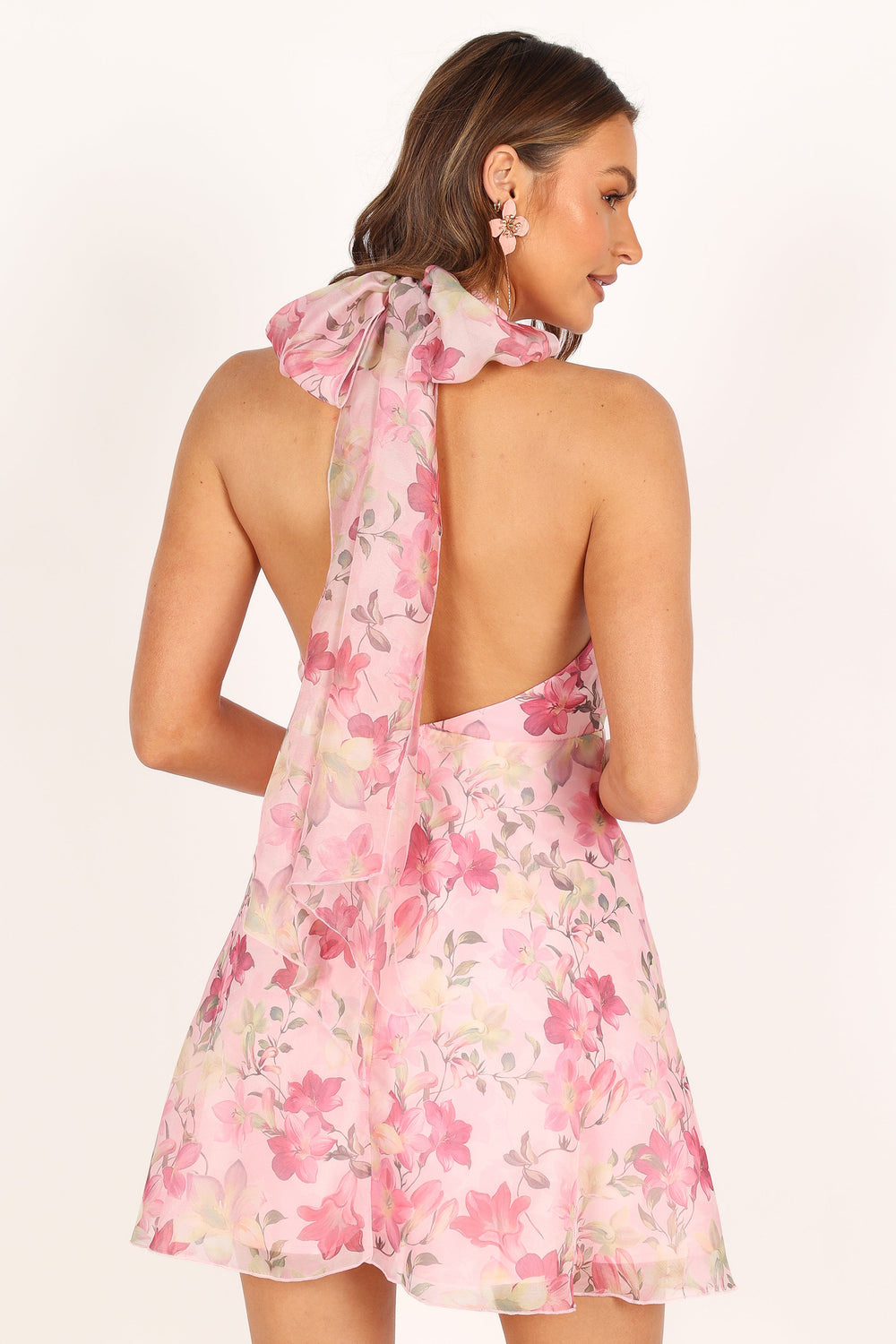 DRESSES @Gardenia Halter Mini Dress - Pink Floral
