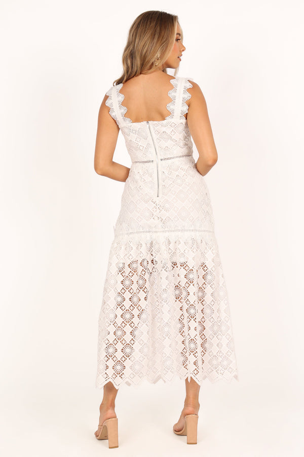 DRESSES @Harper Midi Lace Dress - White