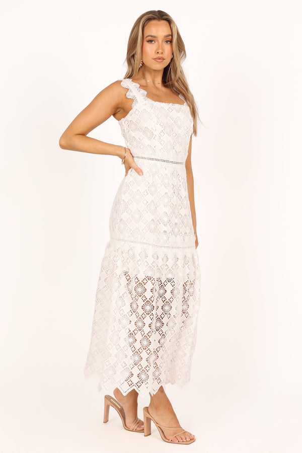 DRESSES @Harper Midi Lace Dress - White