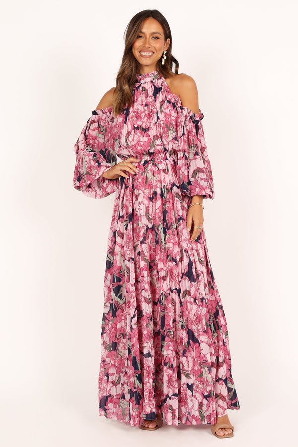 Domenica Shirred Long Sleeve Midi Dress - Pink | Petal & Pup Domenica Shirred Long Sleeve Midi Dress - Pink | Petal & Pup