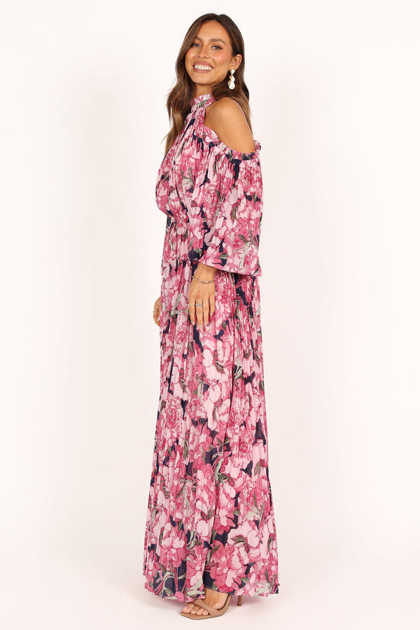 DRESSES @Hilary Pleated Maxi Dress - Pink Floral