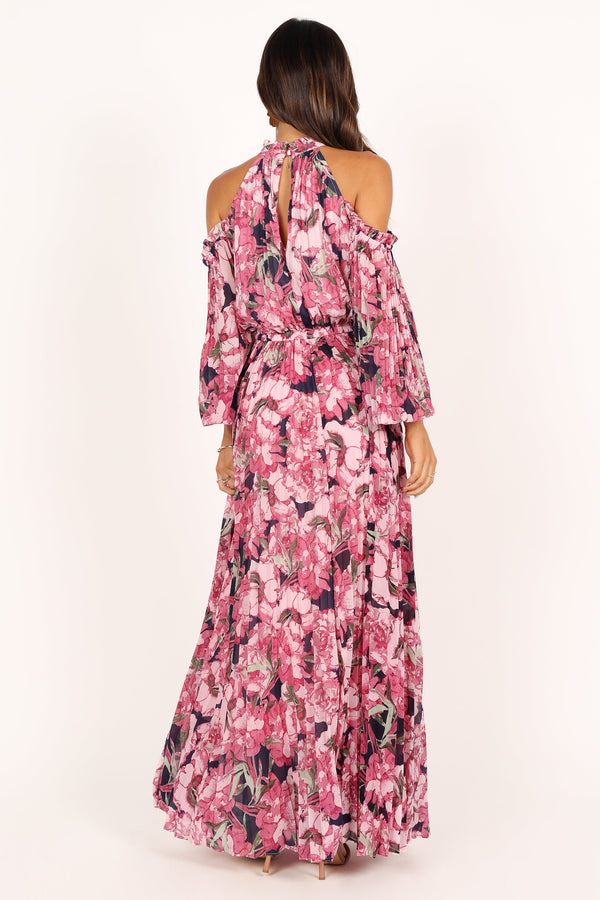 DRESSES @Hilary Pleated Maxi Dress - Pink Floral