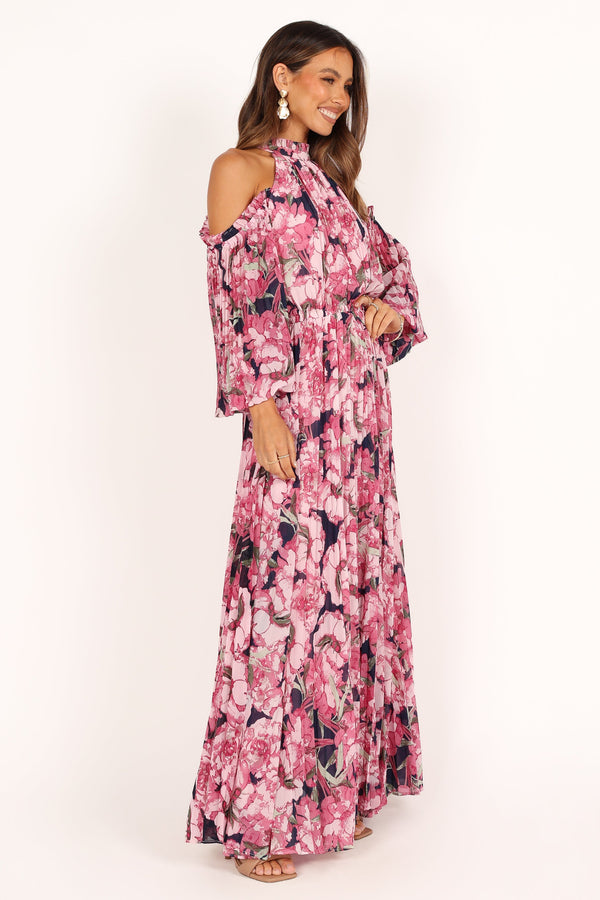 DRESSES @Hilary Pleated Maxi Dress - Pink Floral