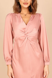 DRESSES @Ida Long Sleeve Twist Front Maxi Dress-Blush (waiting on bulk)