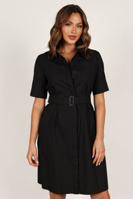 DRESSES @Kamal Midi Belted Dress - Black