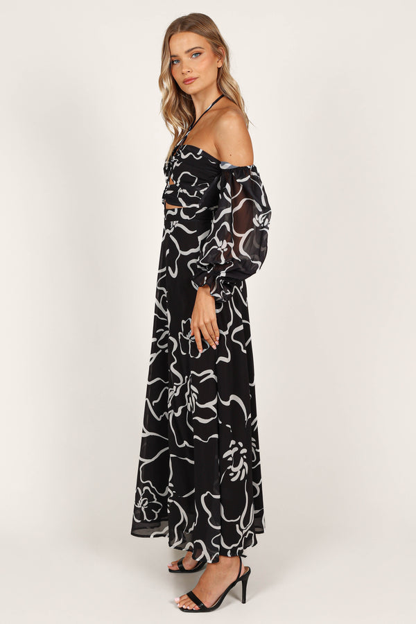 DRESSES @Karma Maxi Dress - White/Black Floral