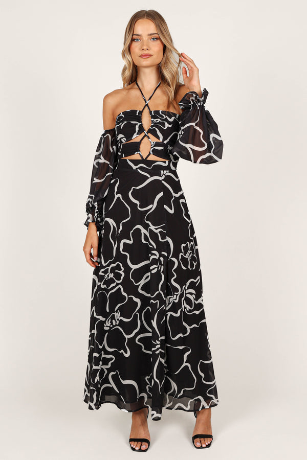 DRESSES @Karma Maxi Dress - White/Black Floral