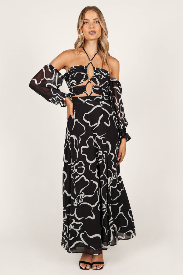 DRESSES @Karma Maxi Dress - White/Black Floral