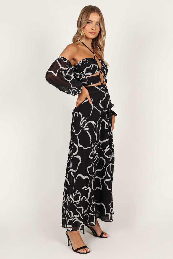 DRESSES @Karma Maxi Dress - White/Black Floral