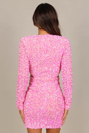 DRESSES @Kelly Long Sleeve Sequin Mini Dress - Berry